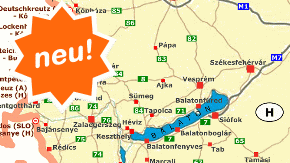 Karte von Ungarn und der Region Balaton mit Zoomfunktion bis hin zu Stadtpl�nen